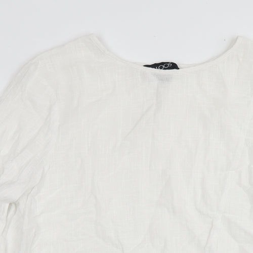 Saloos Womens White Cotton Tunic Blouse Size 12 Round Neck