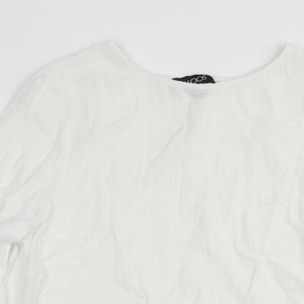 Saloos Womens White Cotton Tunic Blouse Size 12 Round Neck