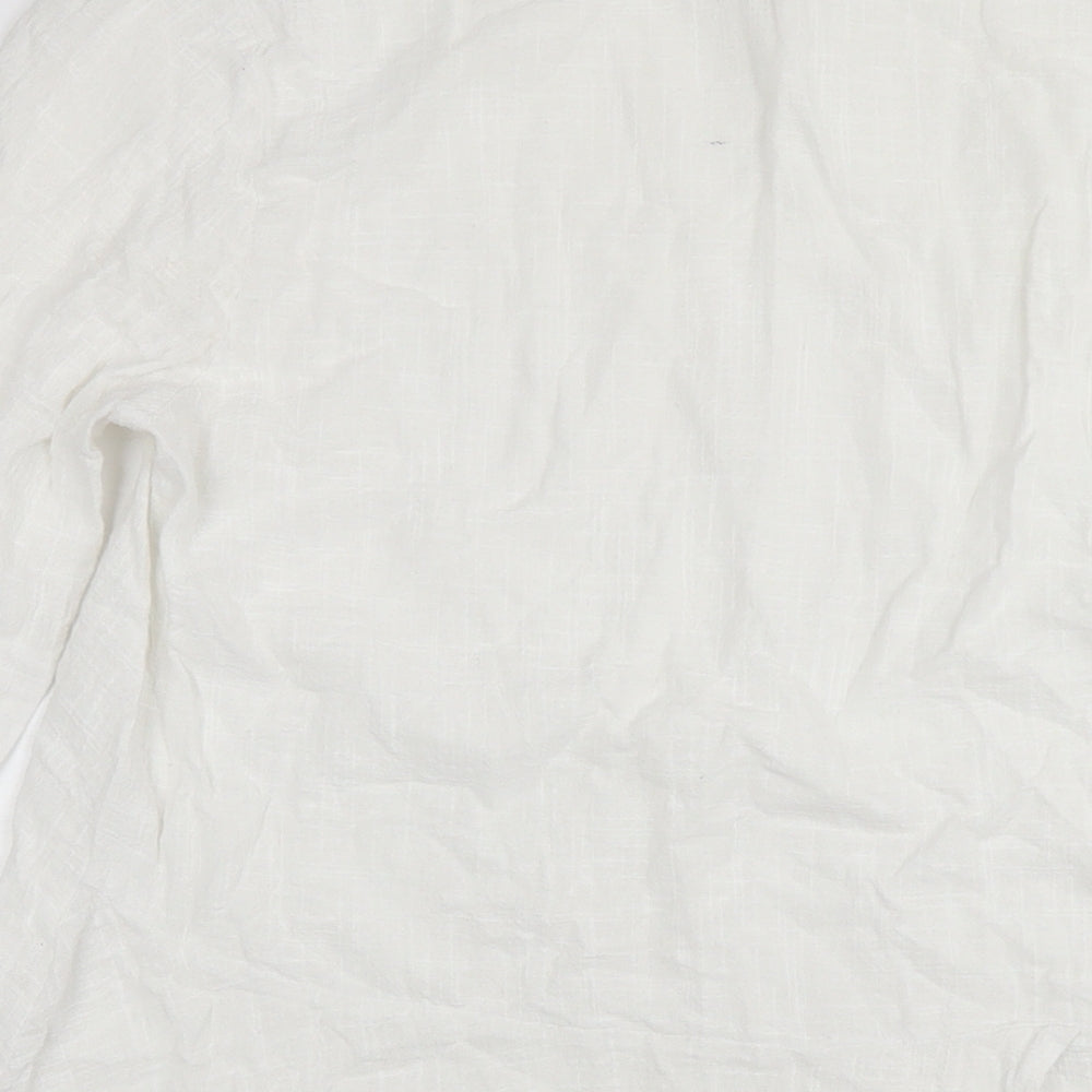 Saloos Womens White Cotton Tunic Blouse Size 12 Round Neck