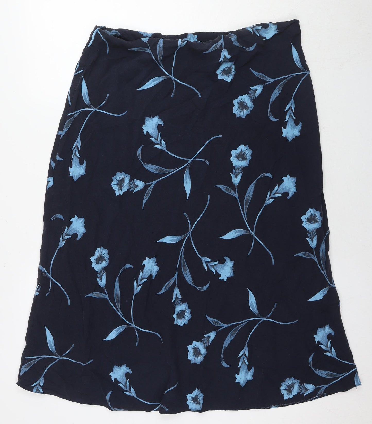 Ann Harvey Womens Blue Floral Polyester A-Line Skirt Size 16