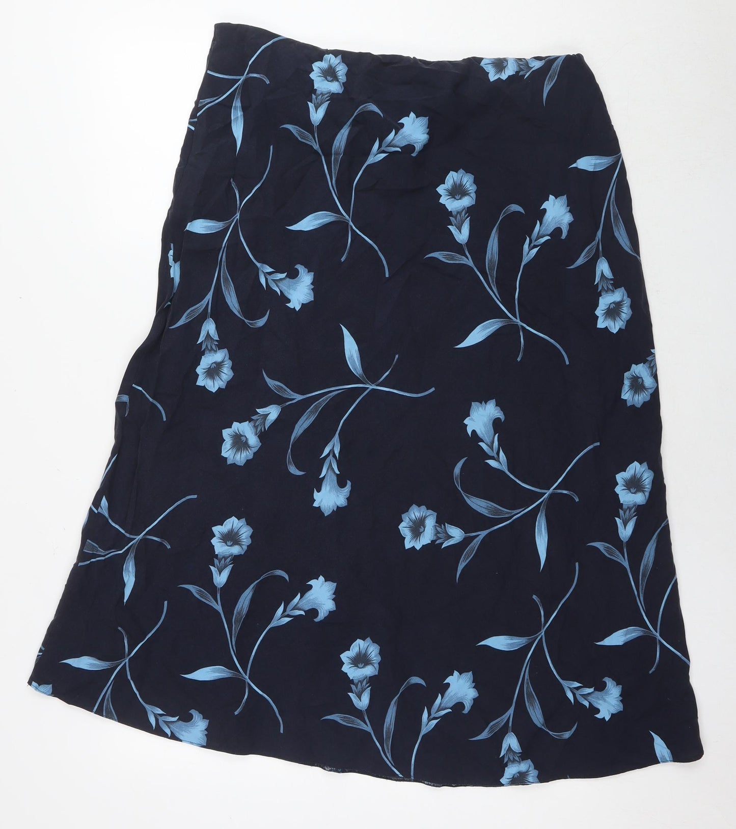 Ann Harvey Womens Blue Floral Polyester A-Line Skirt Size 16