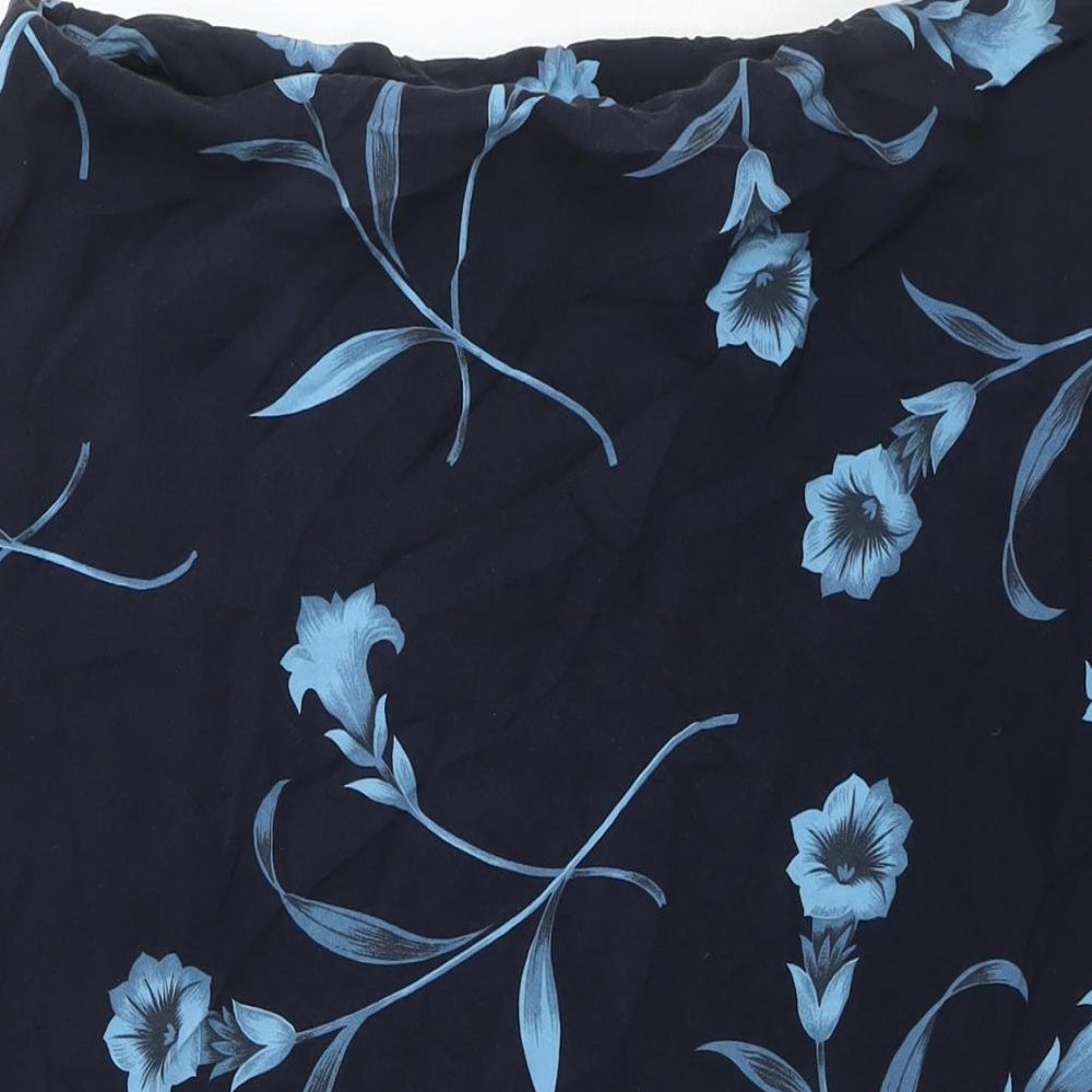 Ann Harvey Womens Blue Floral Polyester A-Line Skirt Size 16