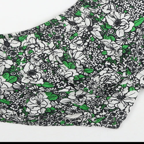 Topshop Womens Multicoloured Floral Cotton Basic Blouse Size 6 One Shoulder