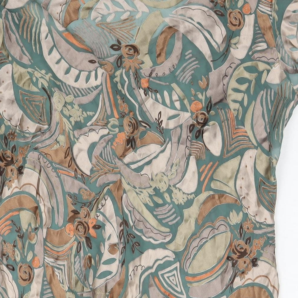 Marks and Spencer Womens Multicoloured Paisley Silk Basic Blouse Size 18 Scoop Neck