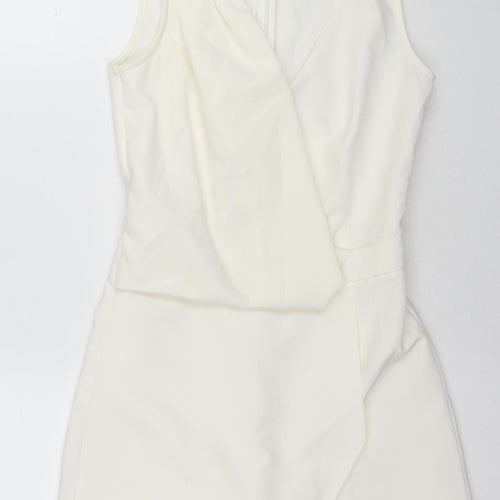 Miss Selfridge Womens White Polyester Playsuit One-Piece Size 8 L3 in Zip