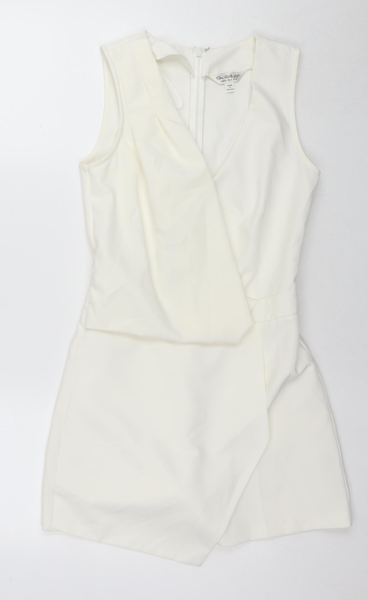 Miss Selfridge Womens White Polyester Playsuit One-Piece Size 8 L3 in Zip