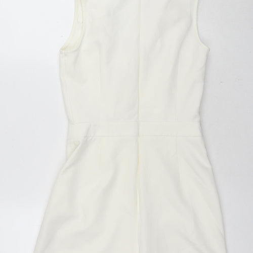 Miss Selfridge Womens White Polyester Playsuit One-Piece Size 8 L3 in Zip