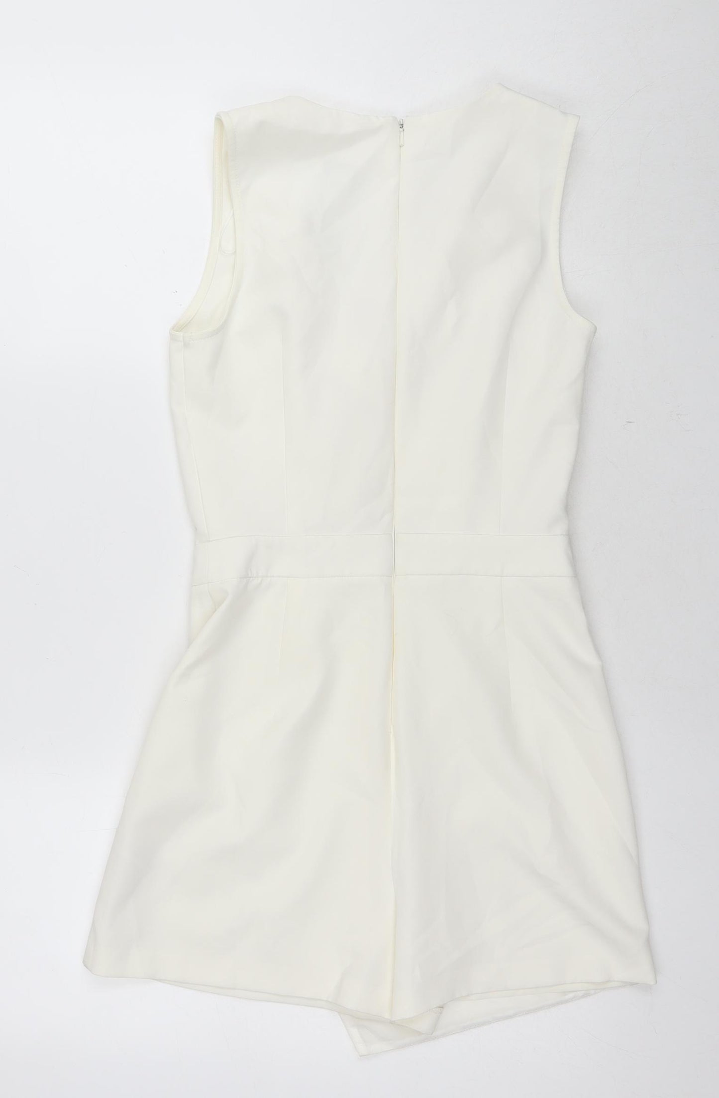 Miss Selfridge Womens White Polyester Playsuit One-Piece Size 8 L3 in Zip