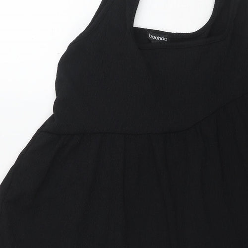 Boohoo Womens Black Polyester Tank Dress Size 10 Square Neck Pullover