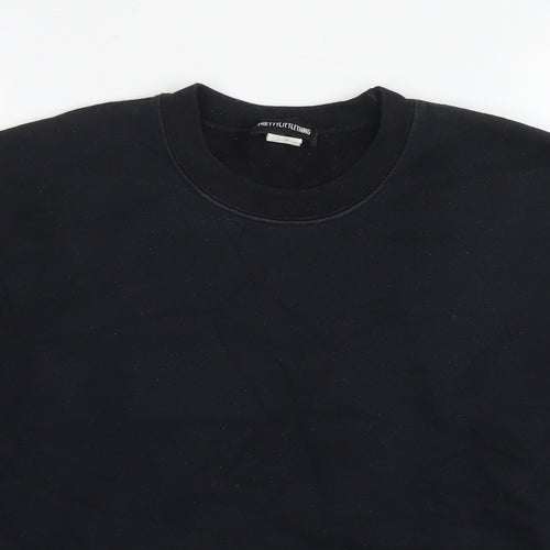 PRETTYLITTLETHING Womens Black Cotton Pullover Sweatshirt Size S Pullover