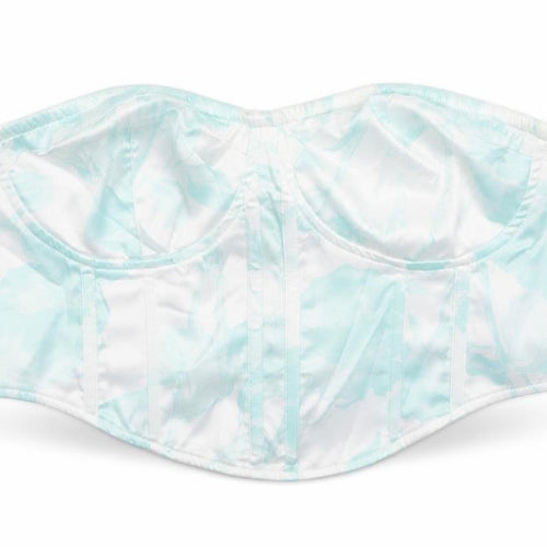 Missguided Womens Blue Geometric Polyester Cropped Blouse Size 12 Sweetheart - Strapless