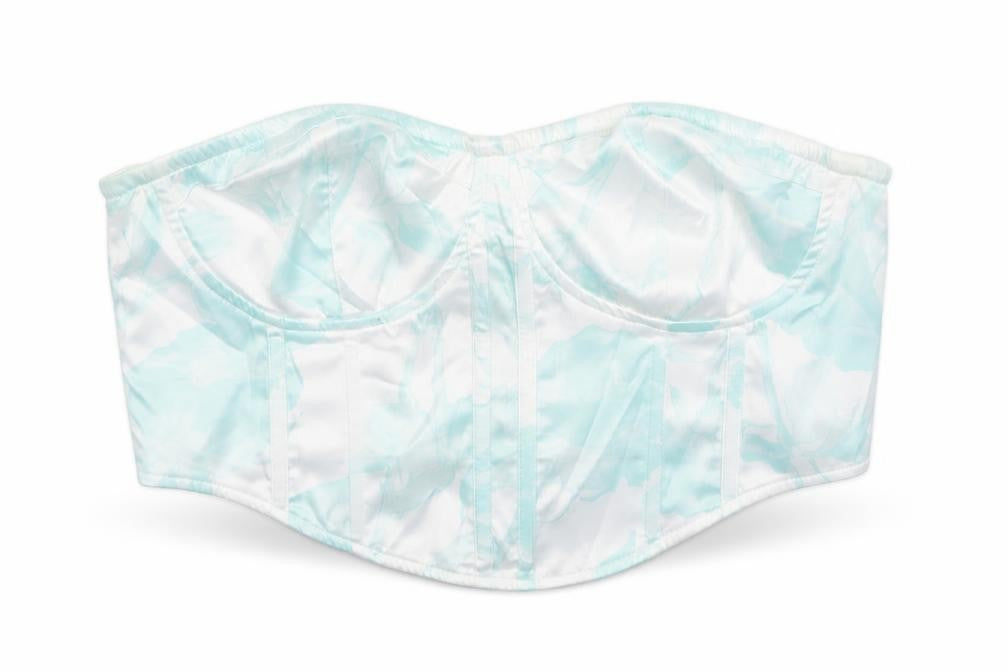 Missguided Womens Blue Geometric Polyester Cropped Blouse Size 12 Sweetheart - Strapless
