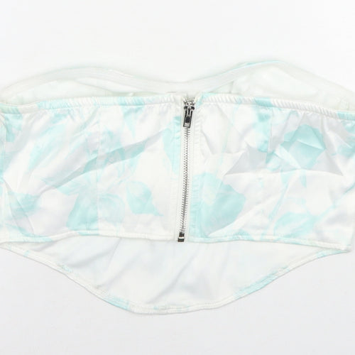 Missguided Womens Blue Geometric Polyester Cropped Blouse Size 12 Sweetheart - Strapless