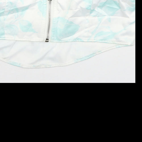 Missguided Womens Blue Geometric Polyester Cropped Blouse Size 12 Sweetheart - Strapless