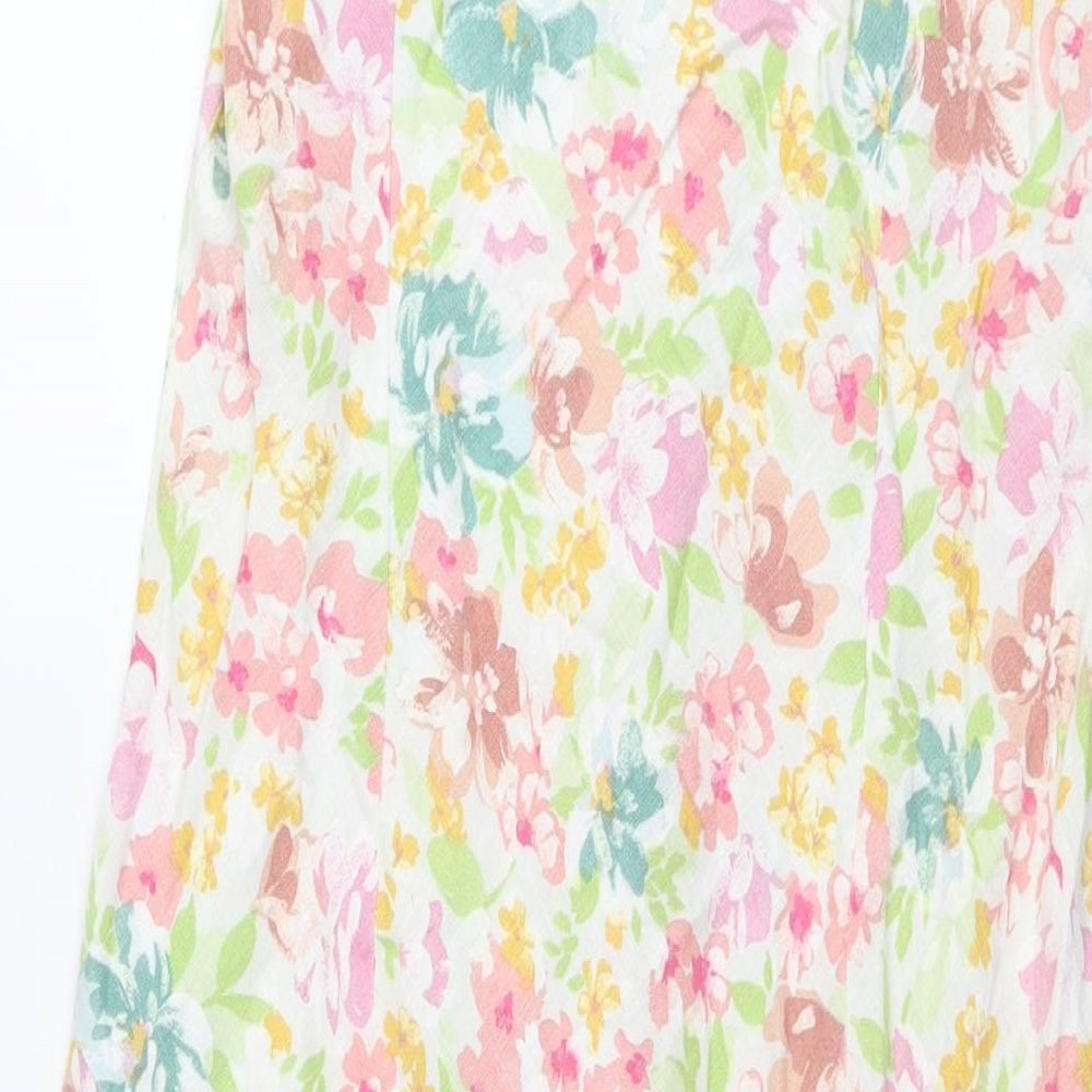 Per Una Womens Multicoloured Floral Cotton Mermaid Size 12 Round Neck Pullover
