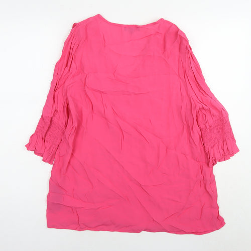 JD Williams Womens Pink Viscose Tunic Blouse Size 14 V-Neck
