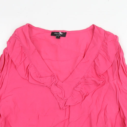 JD Williams Womens Pink Viscose Tunic Blouse Size 14 V-Neck