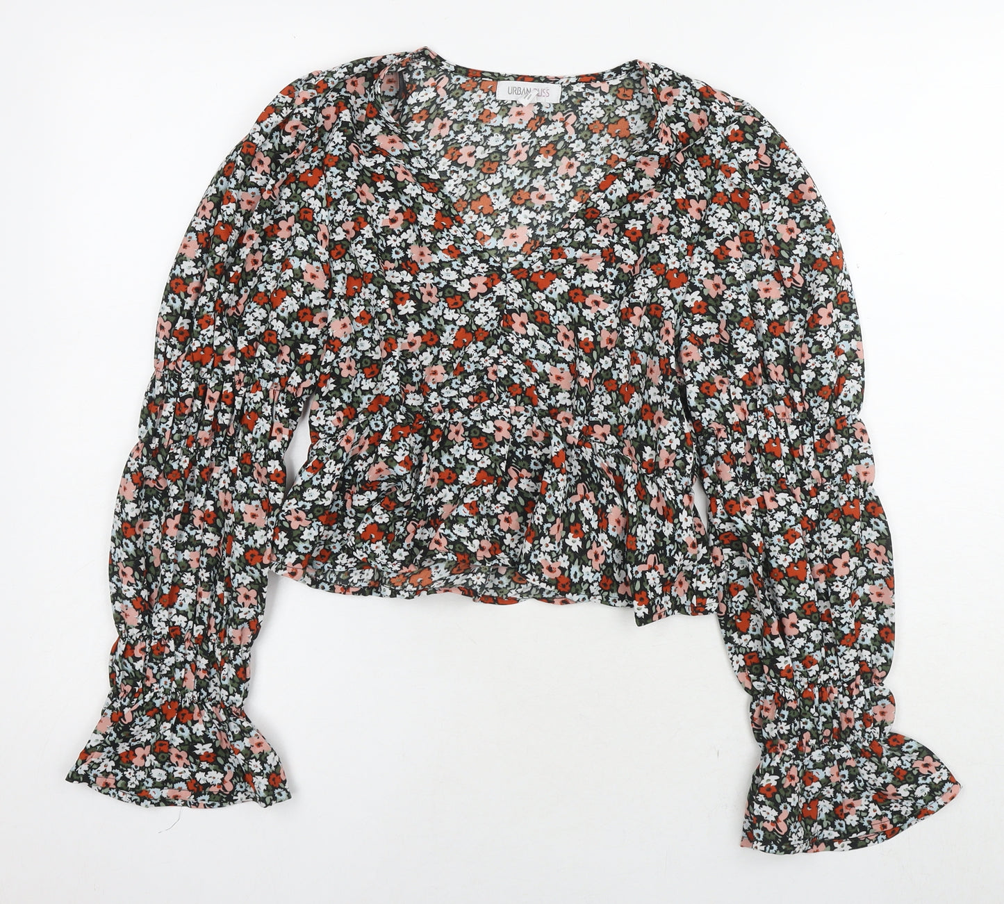 Urban Bliss Womens Multicoloured Floral Viscose Basic Blouse Size 10 V-Neck