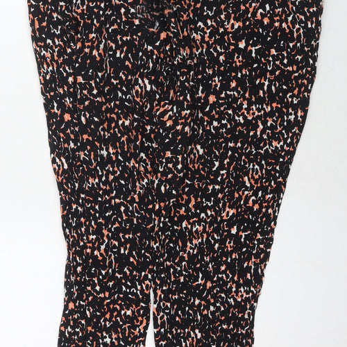 Marks and Spencer Womens Black Geometric Viscose Harem Trousers Size 16 L25 in Regular