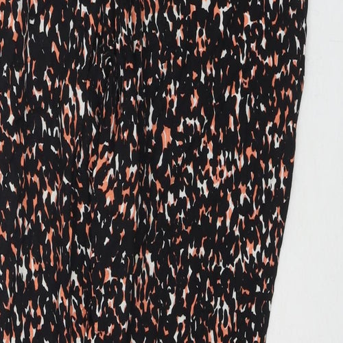 Marks and Spencer Womens Black Geometric Viscose Harem Trousers Size 16 L25 in Regular