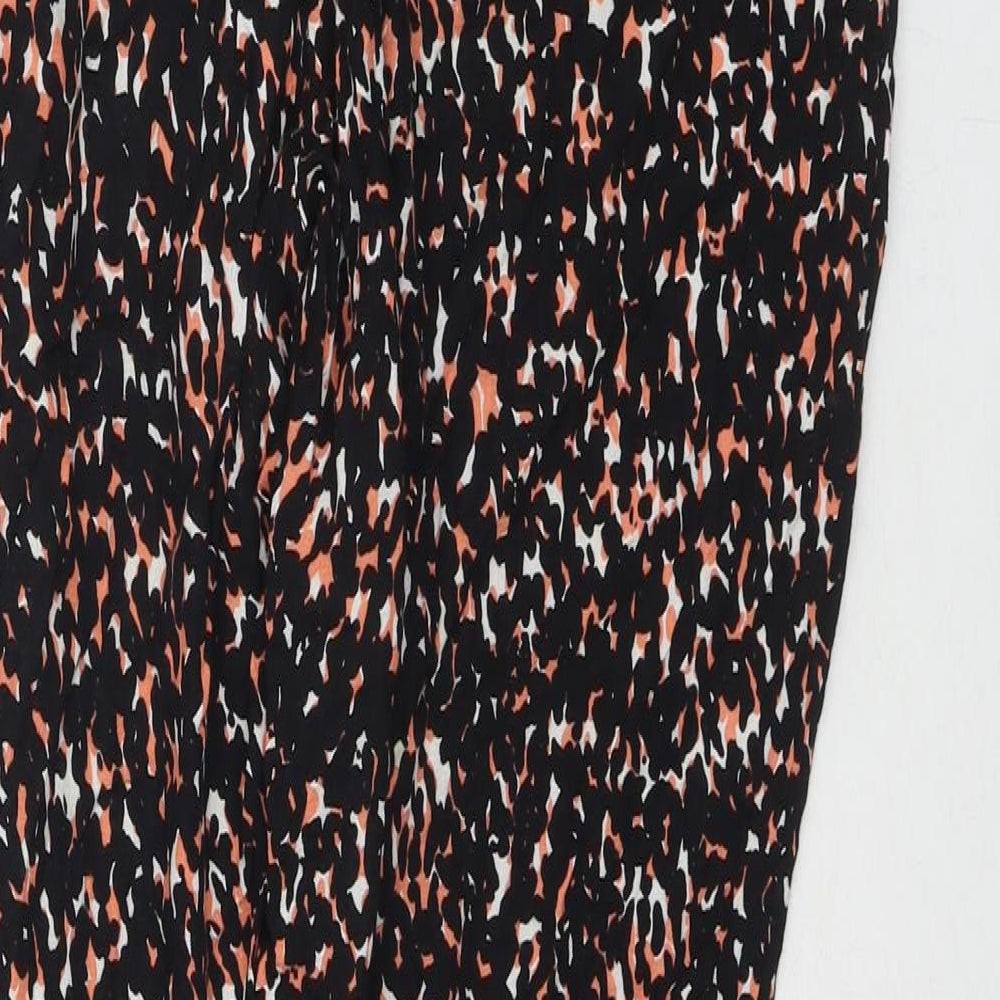 Marks and Spencer Womens Black Geometric Viscose Harem Trousers Size 16 L25 in Regular