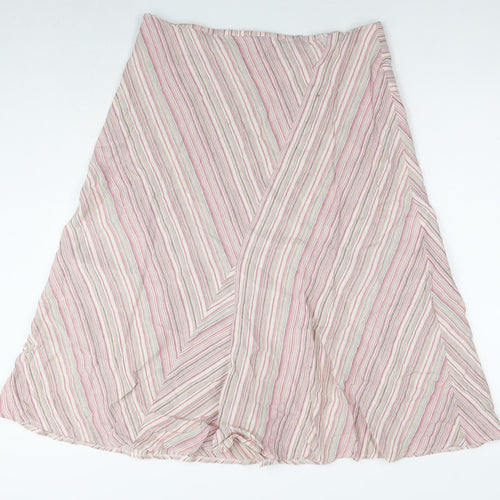 Per Una Womens Multicoloured Striped Linen Maxi Skirt Size 16 Zip