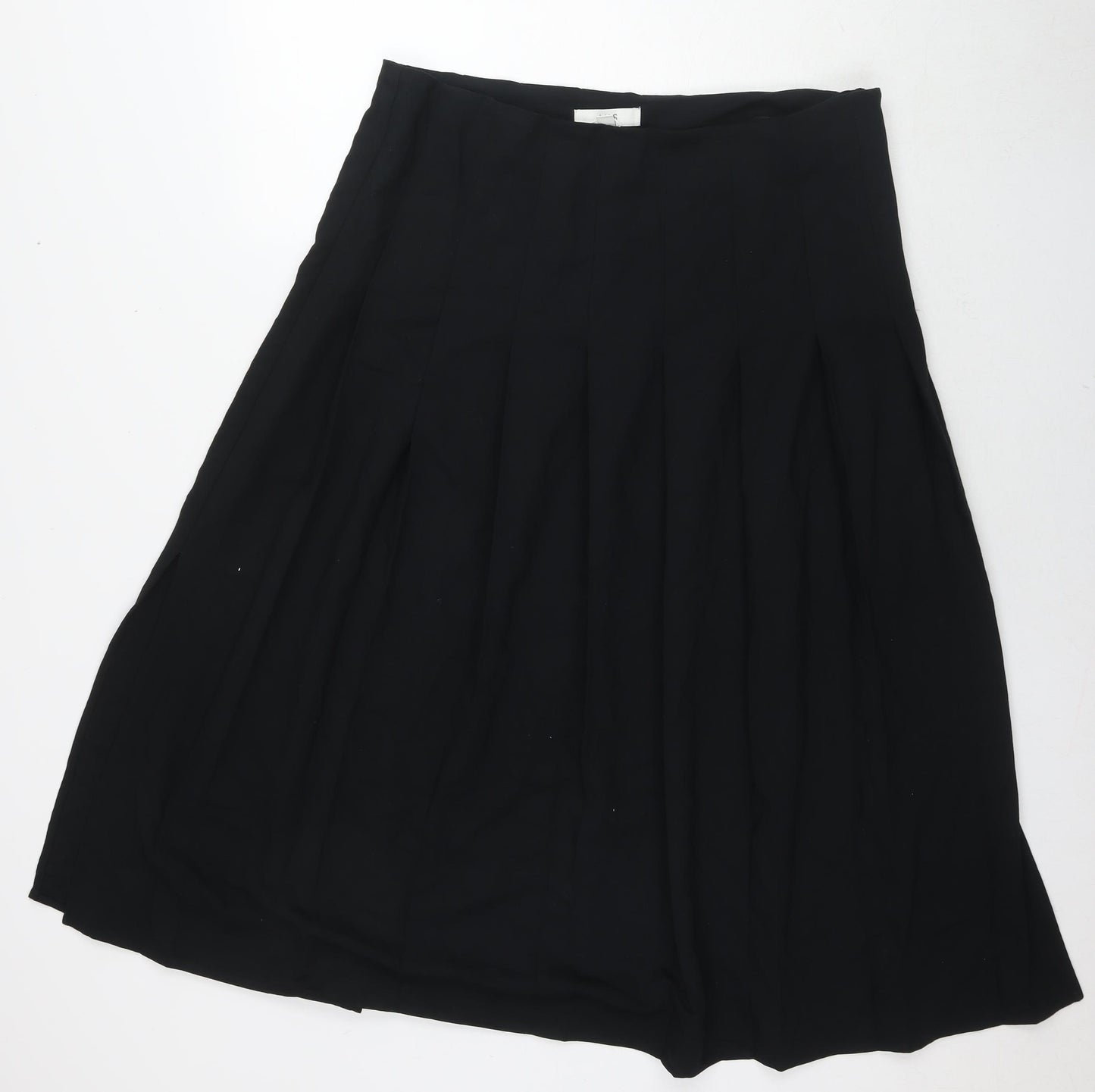 Marks and Spencer Womens Black Polyester Pleated Skirt Size 16 Zip