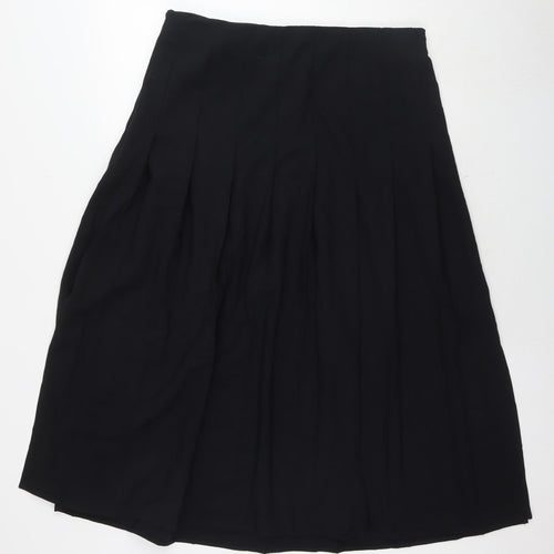 Marks and Spencer Womens Black Polyester Pleated Skirt Size 16 Zip