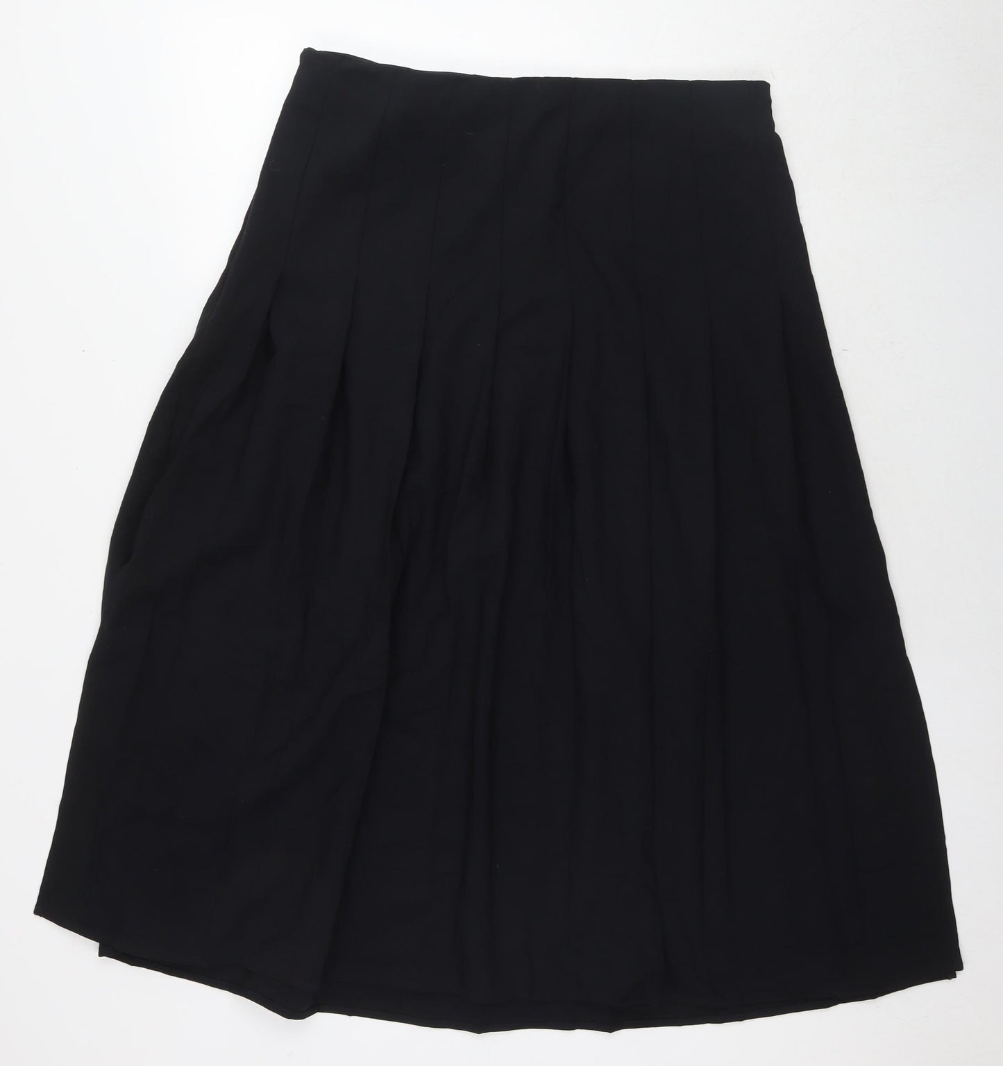 Marks and Spencer Womens Black Polyester Pleated Skirt Size 16 Zip