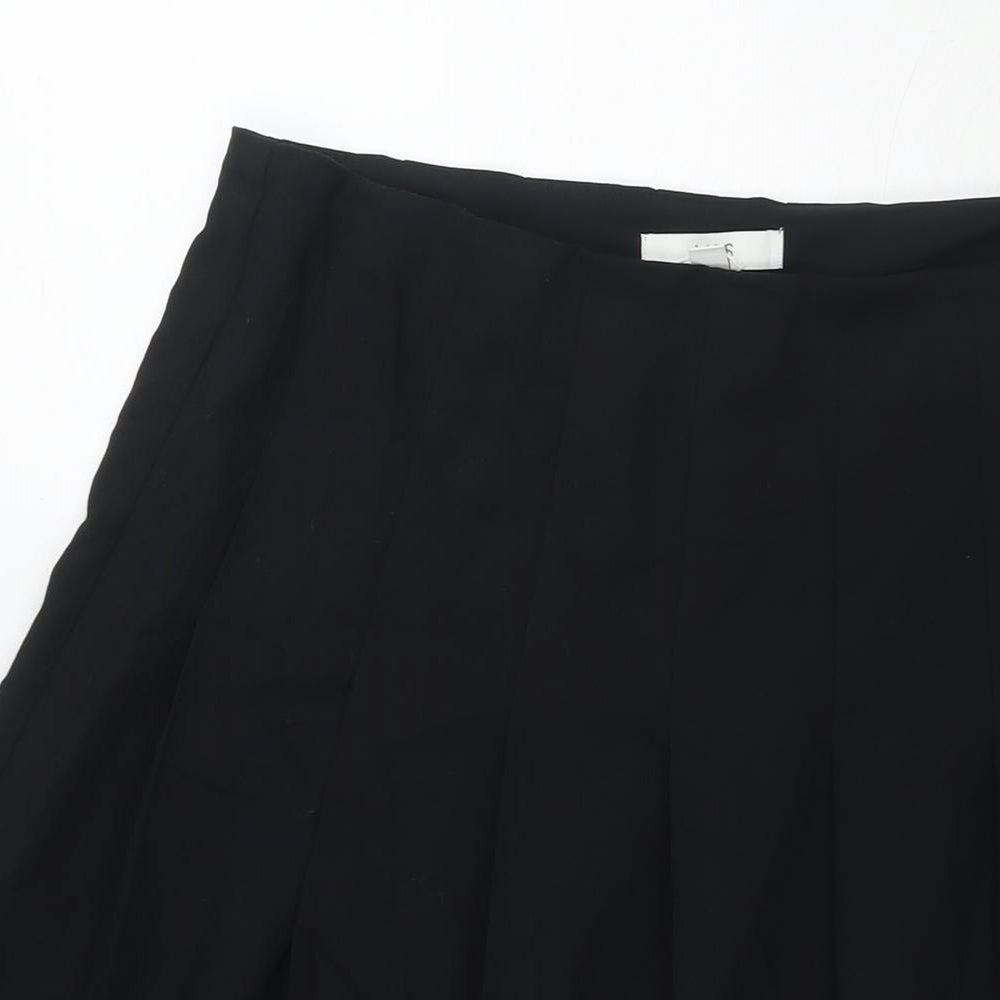 Marks and Spencer Womens Black Polyester Pleated Skirt Size 16 Zip