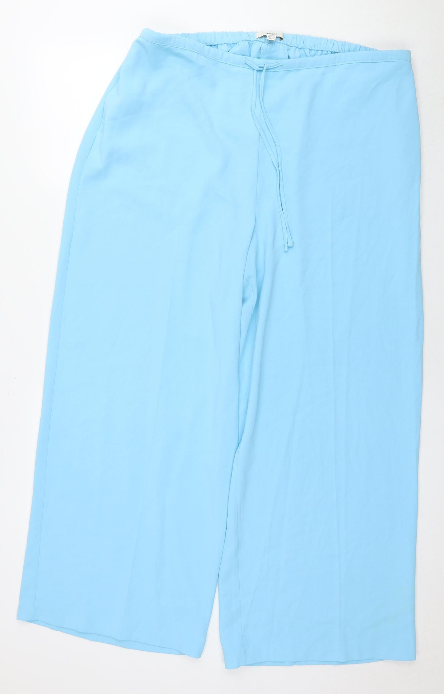 Marks and Spencer Womens Blue Polyester Trousers Size 20 L28 in Regular Drawstring