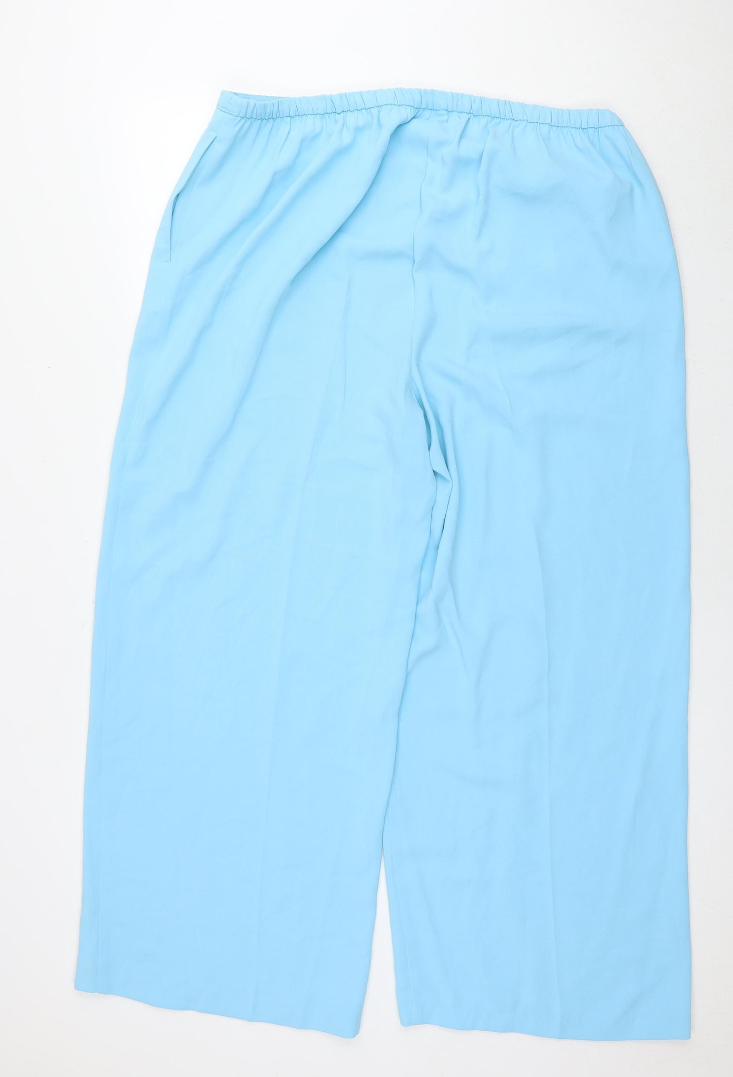 Marks and Spencer Womens Blue Polyester Trousers Size 20 L28 in Regular Drawstring