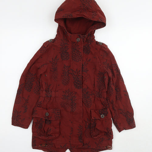 NEXT Girls Brown Floral Parka Jacket Size 8 Years Zip