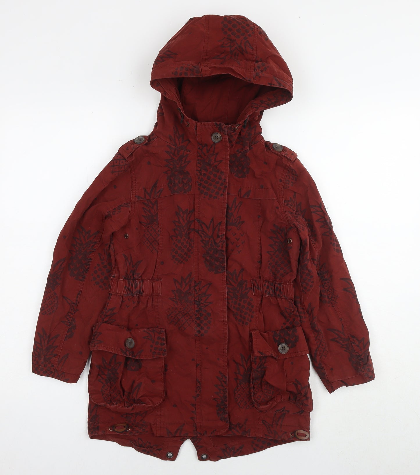NEXT Girls Brown Floral Parka Jacket Size 8 Years Zip