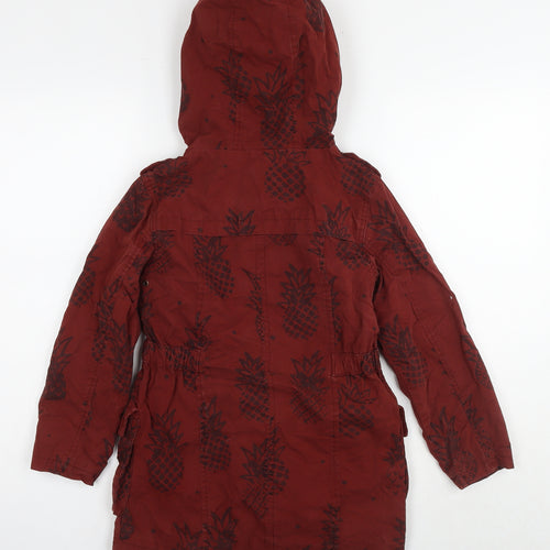 NEXT Girls Brown Floral Parka Jacket Size 8 Years Zip