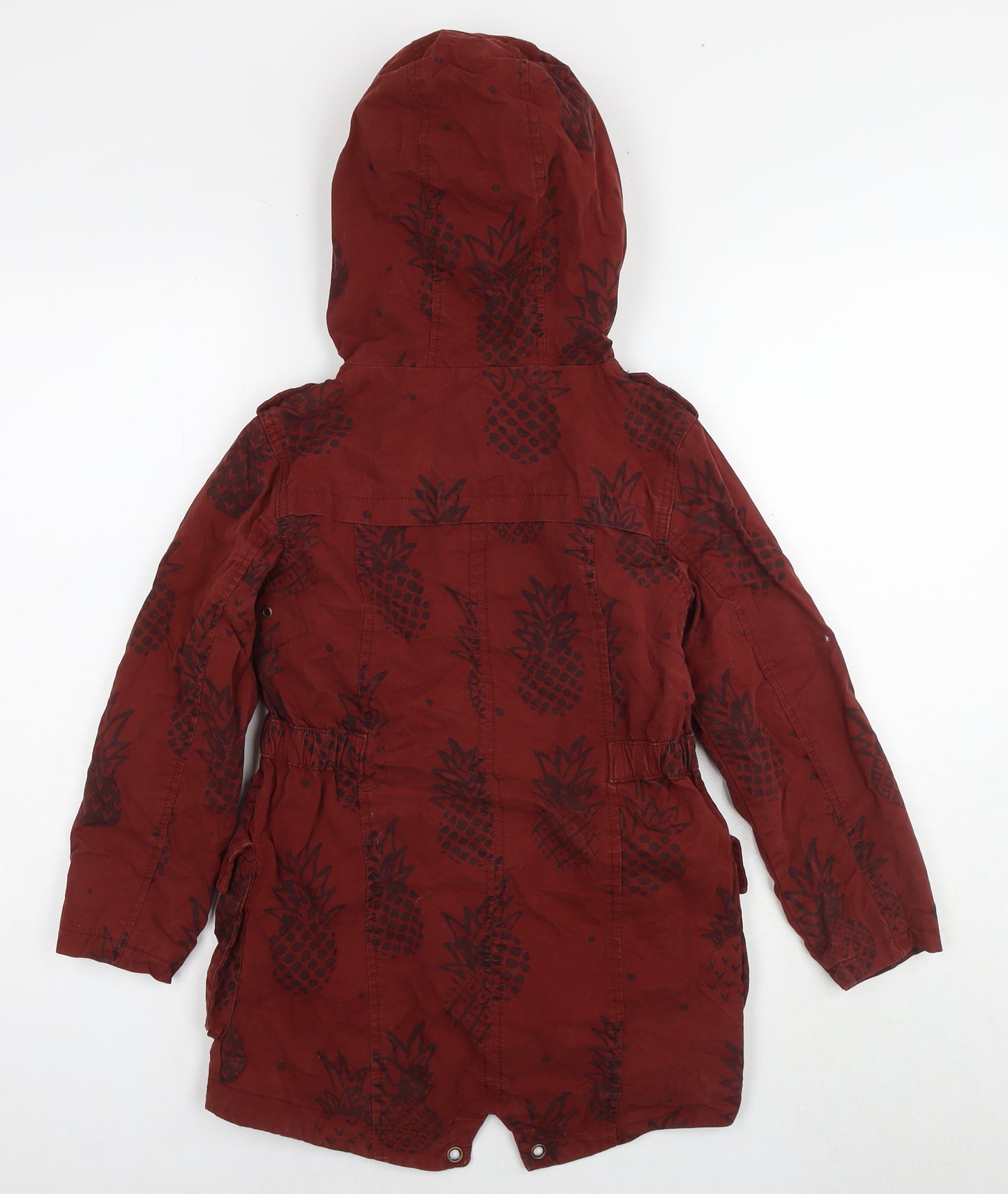 NEXT Girls Brown Floral Parka Jacket Size 8 Years Zip