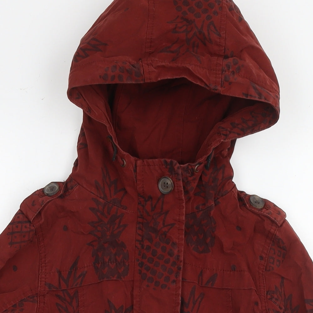 NEXT Girls Brown Floral Parka Jacket Size 8 Years Zip
