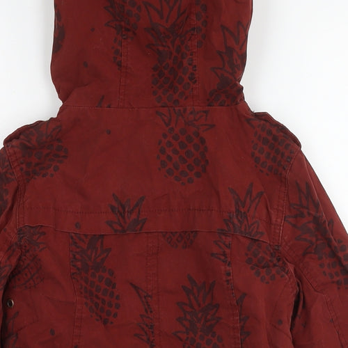 NEXT Girls Brown Floral Parka Jacket Size 8 Years Zip