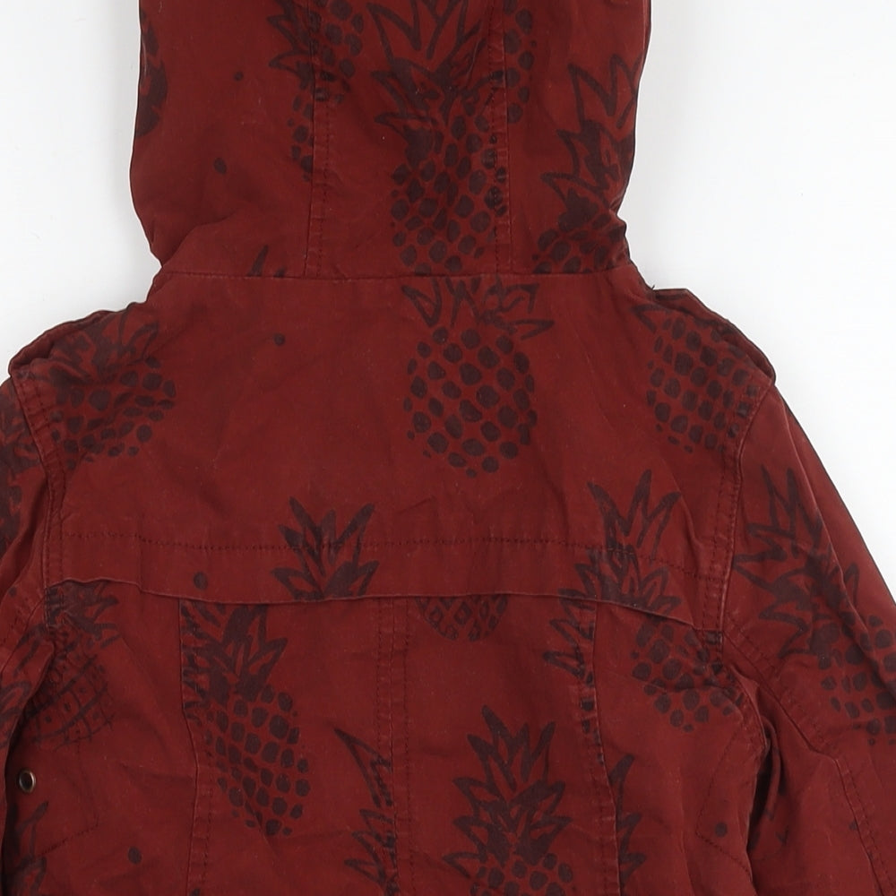 NEXT Girls Brown Floral Parka Jacket Size 8 Years Zip