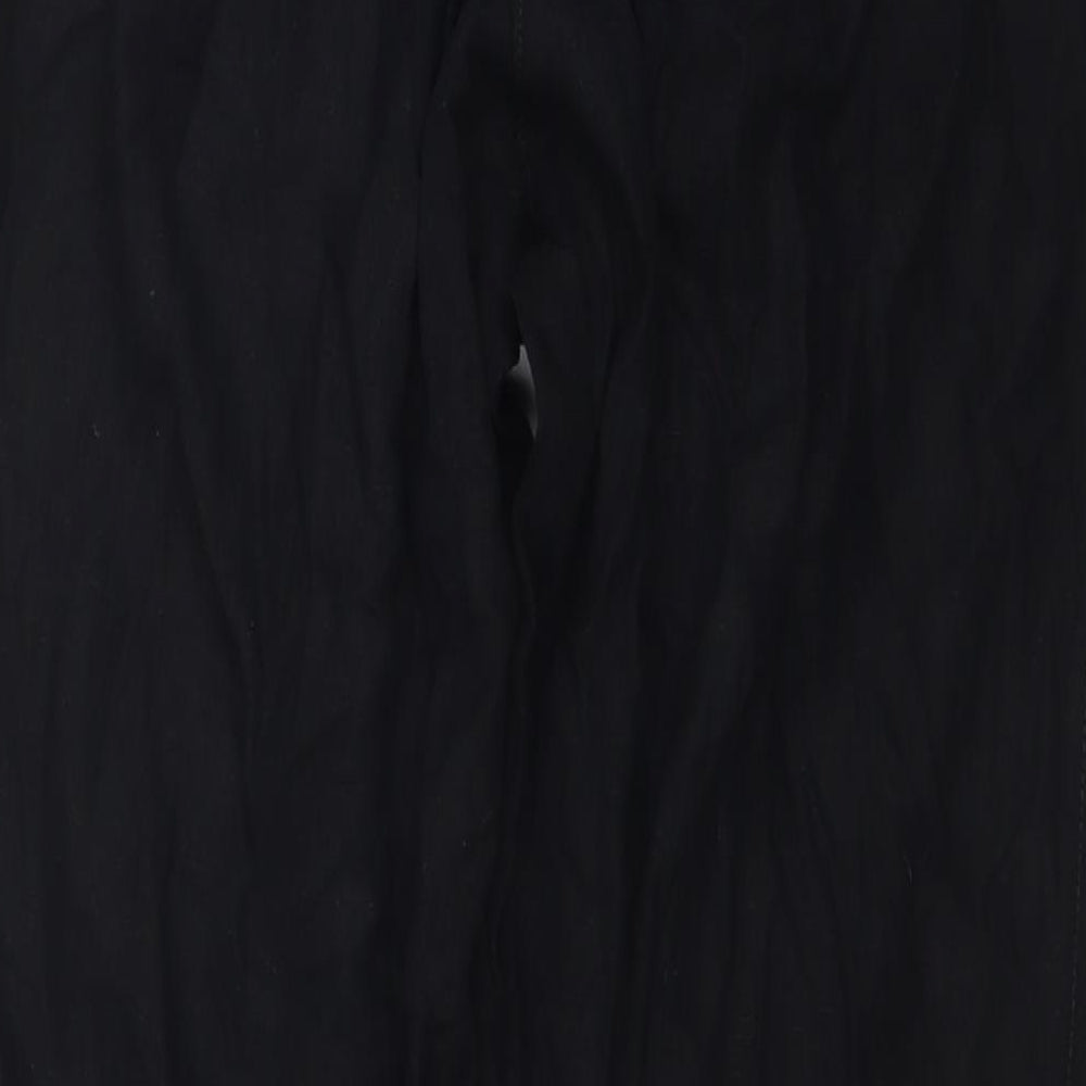 NEXT Womens Black Linen Trousers Size 14 L29 in Regular Drawstring