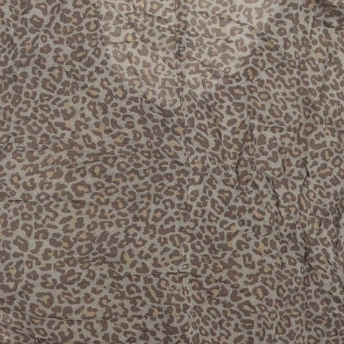 Wrap London Womens Brown Animal Print Viscose Basic Blouse Size 10 Round Neck