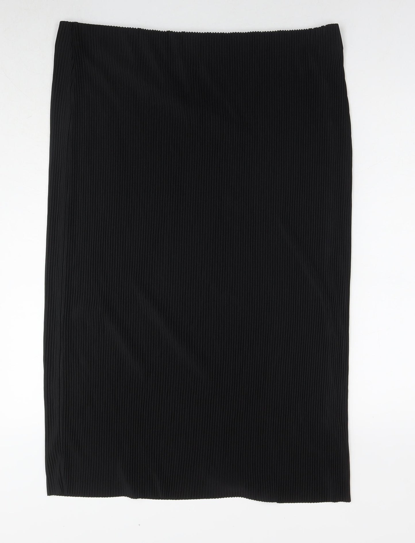 Marks and Spencer Womens Black Polyester Pleated Skirt Size 20