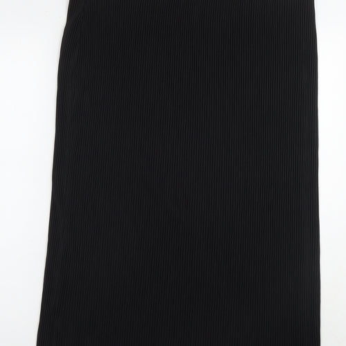 Marks and Spencer Womens Black Polyester Pleated Skirt Size 20