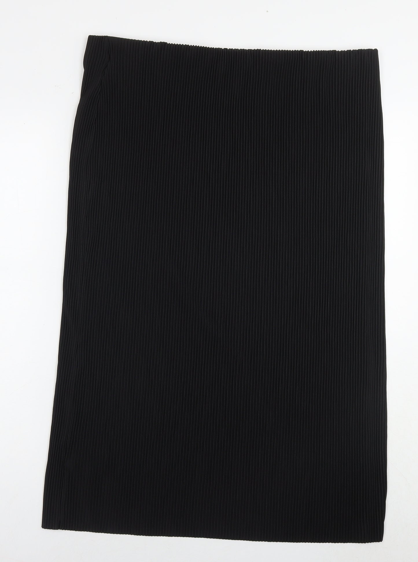 Marks and Spencer Womens Black Polyester Pleated Skirt Size 20