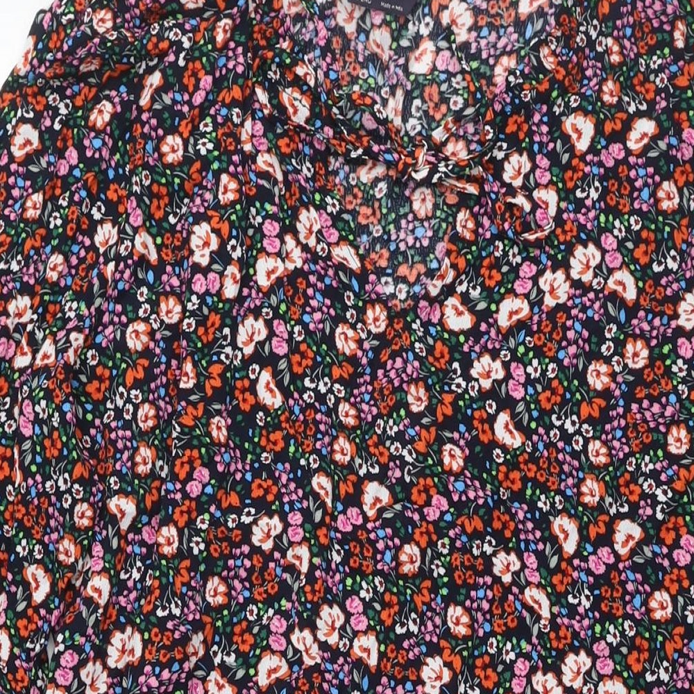 Marks and Spencer Womens Multicoloured Floral Viscose Maxi Size 18 V-Neck Pullover