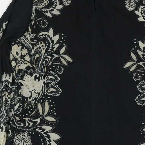 Lipsy Womens Black Paisley Polyester A-Line Size 12 Round Neck Button