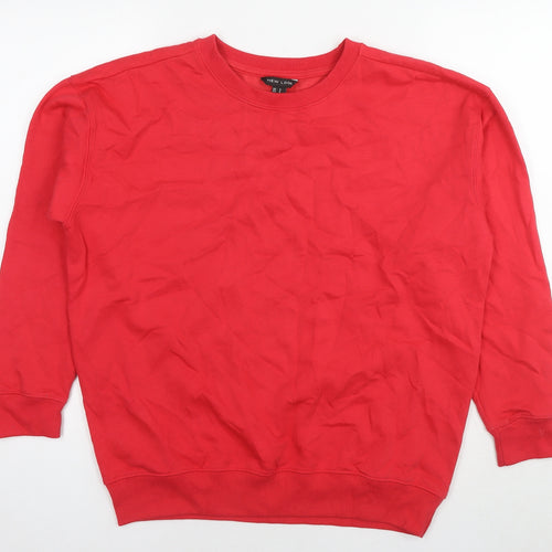 New Look Womens Red Cotton Pullover Sweatshirt Size S Pullover