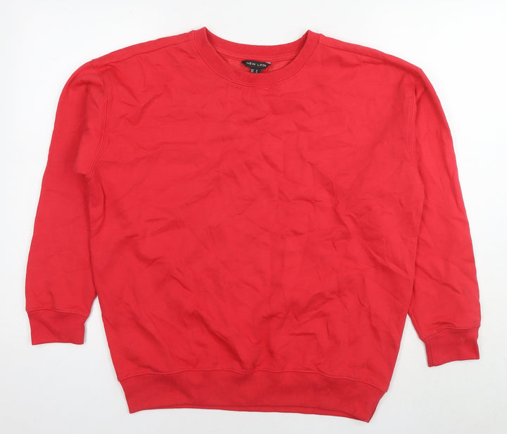 New Look Womens Red Cotton Pullover Sweatshirt Size S Pullover