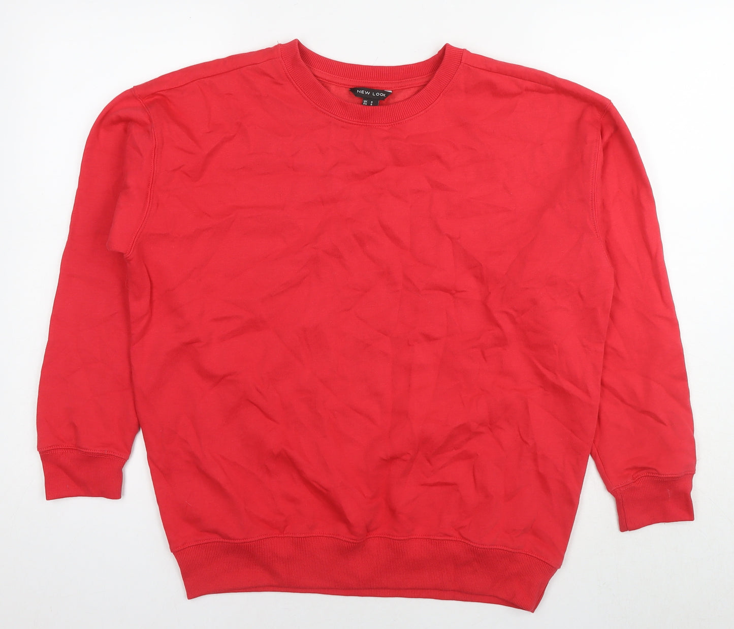 New Look Womens Red Cotton Pullover Sweatshirt Size S Pullover
