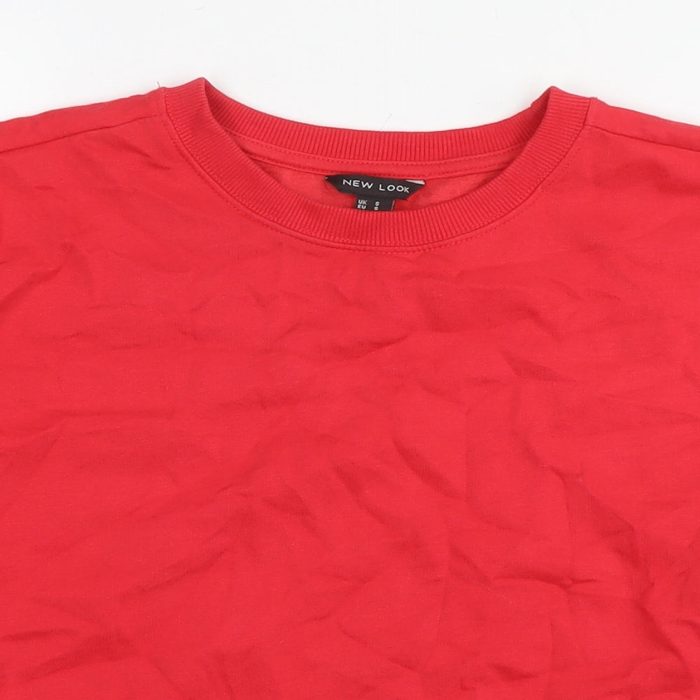 New Look Womens Red Cotton Pullover Sweatshirt Size S Pullover